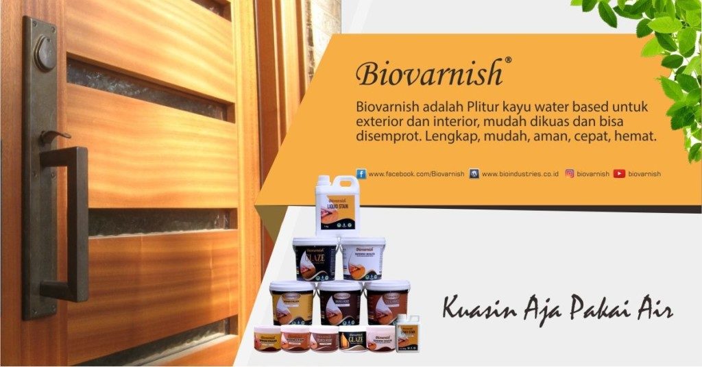 pintu rumah yang diaplikasi dengan Biovarnish